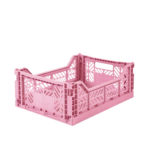 Foldable plastic basket in baby pink