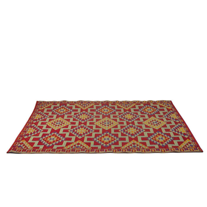 Ethnic carpet made of woven plastic canvas from India
