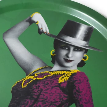 Kitschy tray depicting a famous Spanish flamenco dancer in the 1930s