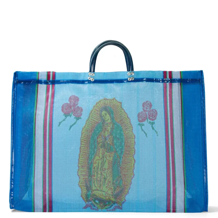 Mexican plastic mesh bag with the image of the Virgin of Guadalupe on both sides