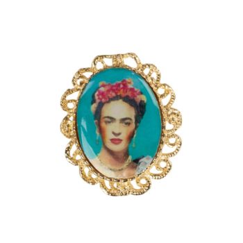 Decorative brooch with the image of Frida Kahlo