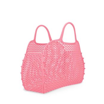 Pink mesh plastic bag