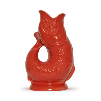 Red Gluggle jug produced in Stoke-on-Trent