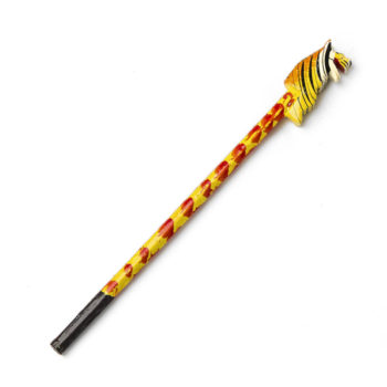 Lacquered wood pencil with an animal figurine