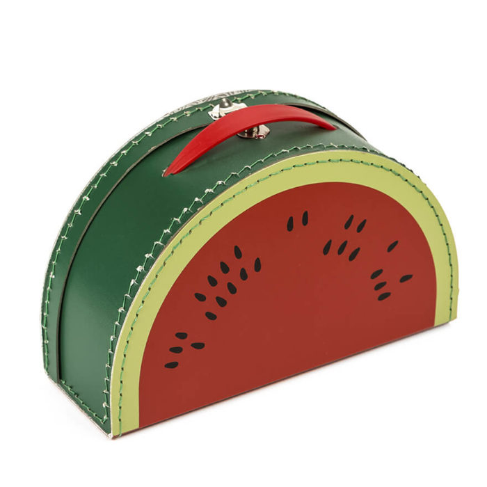 Original cardboard briefcase in the shape of a watermelon