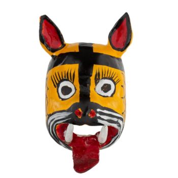 Máscara de madera con forma de jaguar, artesanía decorativa mexicana