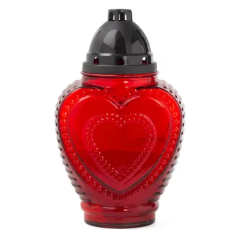 Votive candle with glass heart-shaped container